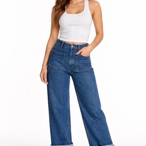 Old Navy Wide-Leg High-Rise Jeans in Medium Blue NWOT